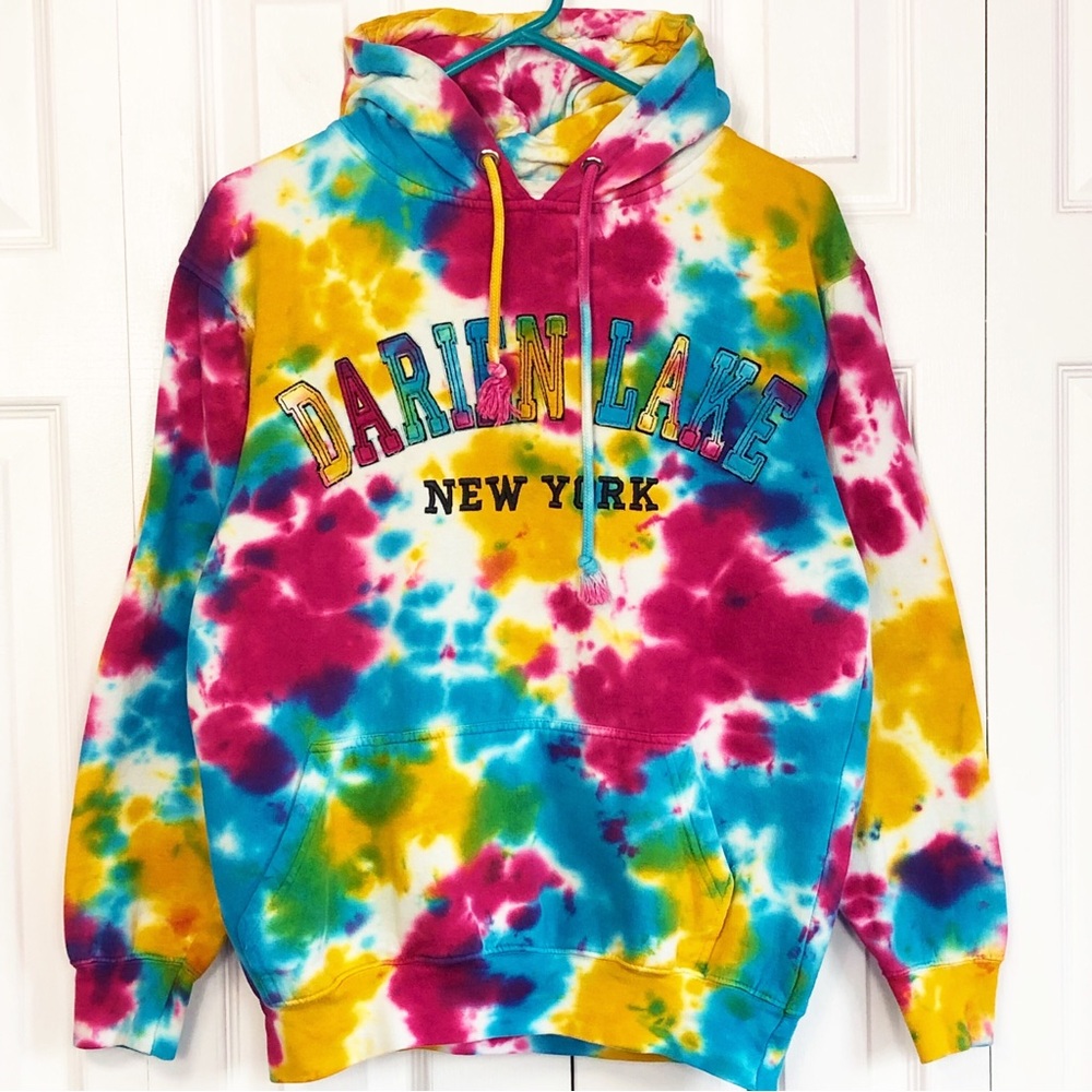 Dimco Apparel Colorful Tie Dye Darien Lake Hoodie Sweatshirt Small